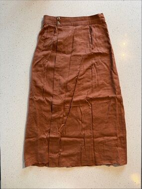 Anthropologie linen wrap maxi skirt
